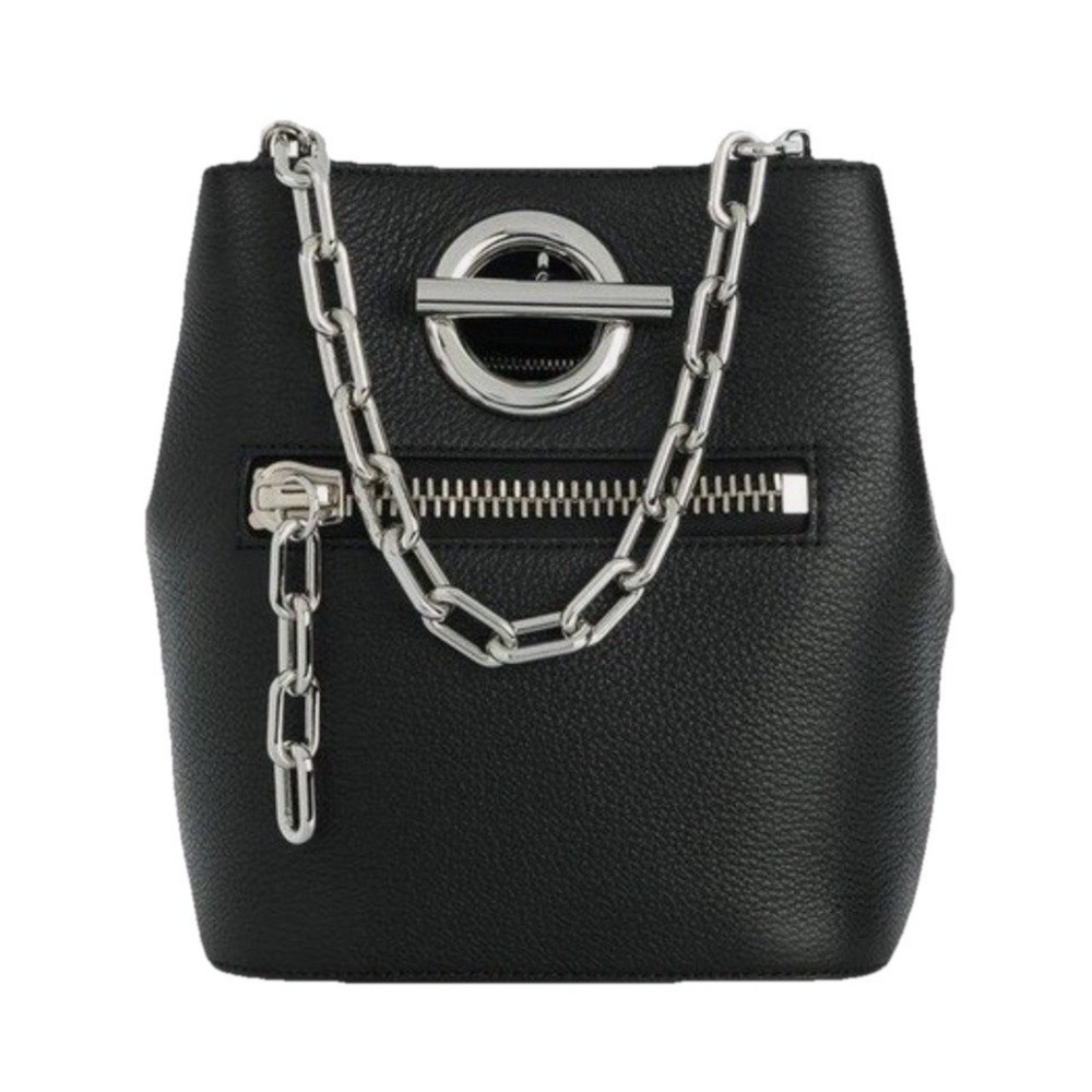 Alexander Wang  Riot Bucket Black Leather Cross Body Bag Chain‎ Strap